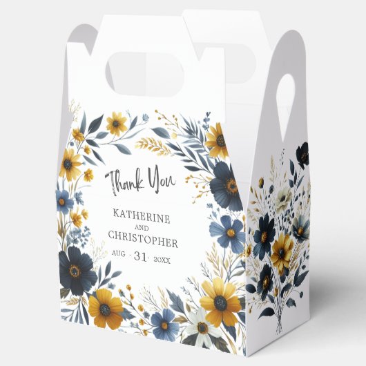 Ballotins Fleur sauvage Bleu Jaune Elégant Mariage (Ouvert)