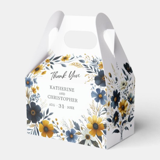 Ballotins Fleur sauvage Bleu Jaune Elégant Mariage (Verso)