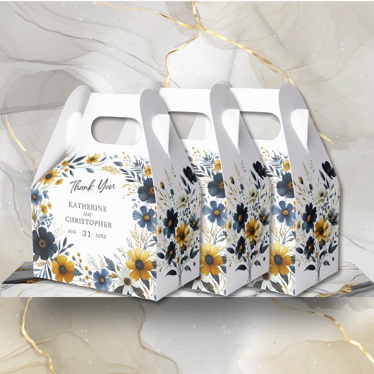 Ballotins Fleur sauvage Bleu Jaune Elégant Mariage