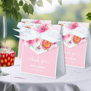 Ballotins Fleurs aquarelles Citron et Rose pour Baby Shower