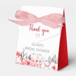 Ballotins Fleurs aquarelles rouges et grises pour la douche 