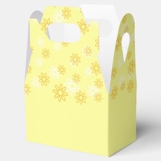 Ballotins Fleurs blanches et jaunes sur Pastel Jaune (Ouvert)