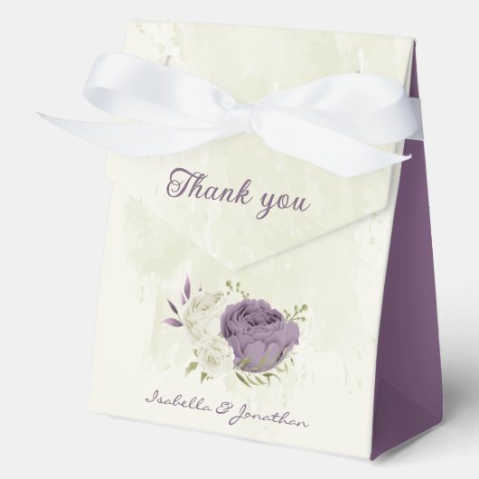 Ballotins fleurs blanches mauve verdure mariage (Recto)