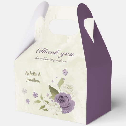 Ballotins fleurs blanches mauves verdure mariage (Recto)
