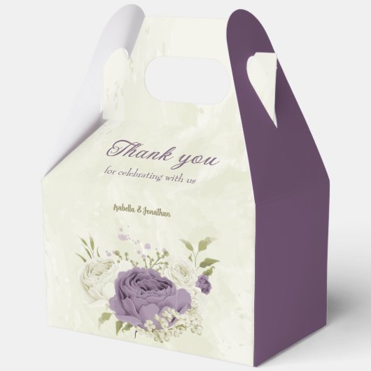 Ballotins fleurs blanches mauves verdure mariage (Recto)