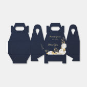 Ballotins fleurs blanches or feuille marine bleu mariage (Déplié)