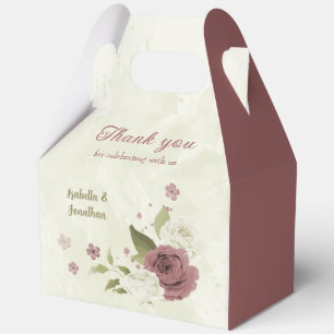 Ballotins fleurs blanches rose poussiéreuse mariage
