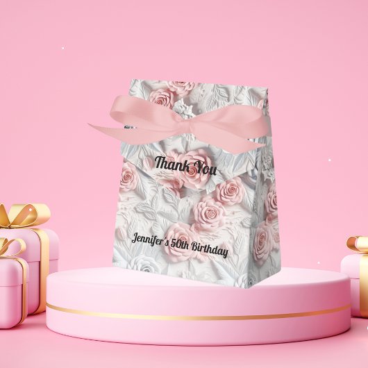 Ballotins Fleurs blanches roses d'anniversaire