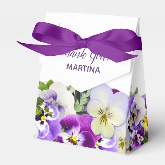 Ballotins Fleurs blanches violettes anniversaire nom Merci (Verso)