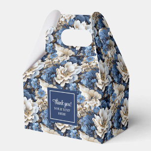 Ballotins Fleurs Bleu Marine Élégantes Cadeau Personnalisé