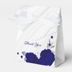 Ballotins fleurs bleu royal feuilles argent marbre