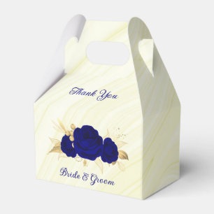 Ballotins fleurs bleu royal feuilles or marbre