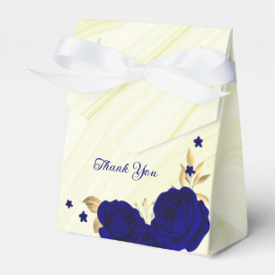 Ballotins fleurs bleu royal feuilles or marbre