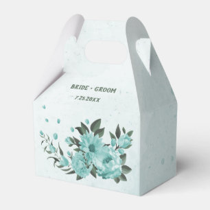 Ballotins fleurs bleues romantiques et mariage aux feuilles