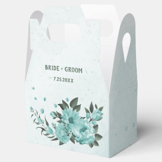 Ballotins fleurs bleues romantiques & vert feuille mariage (Ouvert)