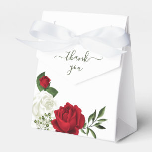 Ballotins Fleurs botaniques rouges et blanches mariage