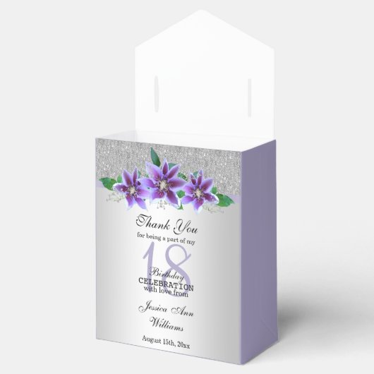 Ballotins Fleurs Clematis et Argent Classy 18e anniversaire (Ouvert)