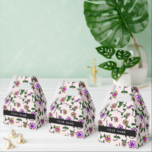 Ballotins Fleurs colorées, Arrière - plan rose, Noir