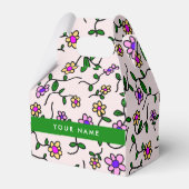 Ballotins Fleurs Colorées, Fond Rose, Vert (Verso)