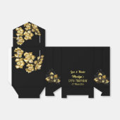 Ballotins Fleurs d'anniversaire en noir et or personnalisées (Déplié)