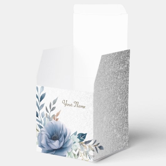 Ballotins Fleurs d'Aquarelle bleu Dusty Silver Elégant (Ouvert)