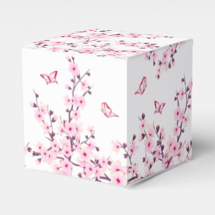 Ballotins Fleurs De Cerise Florale Et Papillons Rose Blanc