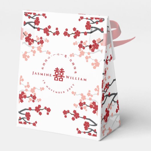 Ballotins Fleurs de cerisier et double bonheur Mariage chino (Arrière)