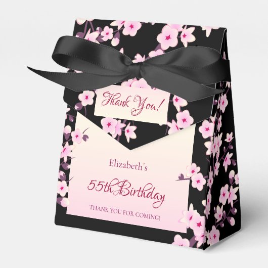 Ballotins Fleurs de cerisier rose noir Anniversaire (Verso)