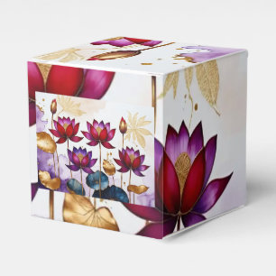 Ballotins Fleurs De Lotus Violettes Avec Feuilles D'Or
