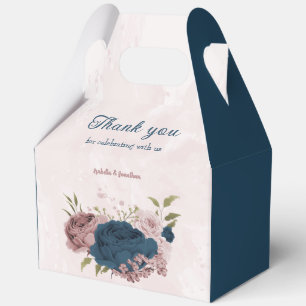 Ballotins fleurs de mariage bleu marine rose