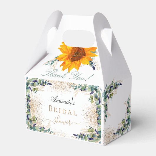 Ballotins Fleurs de mariage tournesols eucalyptus paillettes (Verso)