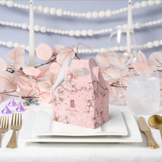 Ballotins Fleurs de Pêcher Double Bonheur Mariage Chinois