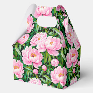 Ballotins Fleurs de pivoine roses sur un fond feuillu