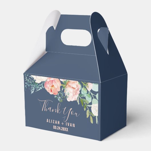 Ballotins Fleurs de pivoines romantiques | Merci bleu (Verso)