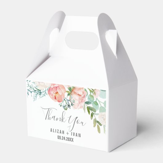Ballotins Fleurs de pivoines romantiques Merci Mariage (Verso)