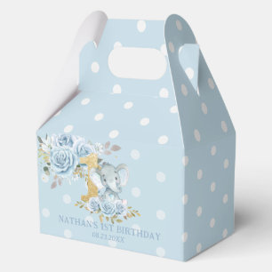 Ballotins Fleurs de Roses Bleues Eléphant Garçon 1er Anniver