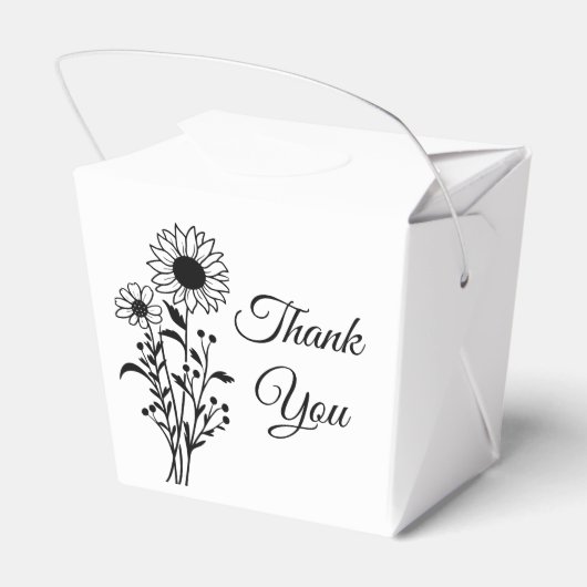 Ballotins Fleurs de soleil florales noir blanc Mariage Merci (Arrière)