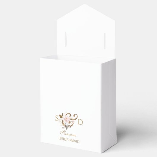 Ballotins Fleurs d'or Blush Whimsical Monogram Mariage (Ouvert)