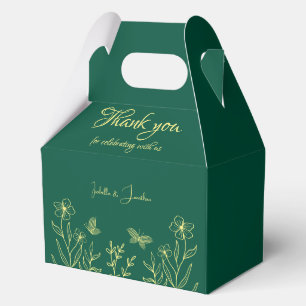 Ballotins Fleurs d'or simple vert émeraude mariage