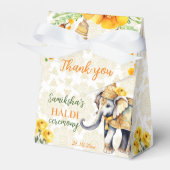 Ballotins Fleurs jaunes d'éléphants mariages haldi en Inde (Verso)