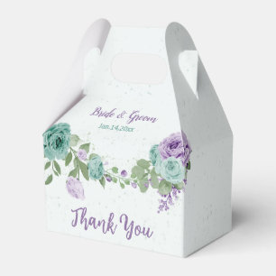 Ballotins fleurs romantiques bleues et violettes verdure mar