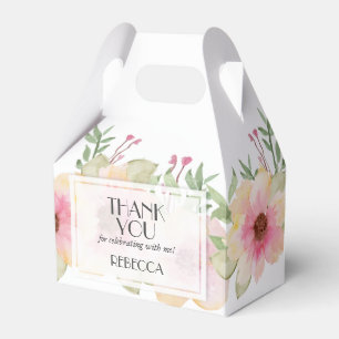 Ballotins Fleurs roses aquarelle Merci