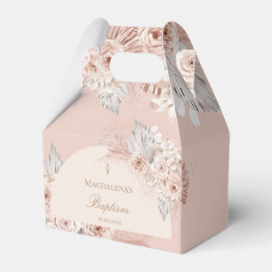 Ballotins fleurs roses beige Baptême