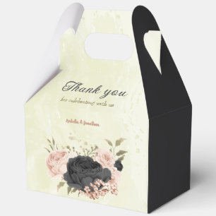 Ballotins fleurs roses blush noires