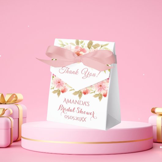 Ballotins Fleurs roses et blanches remerciement de mariage