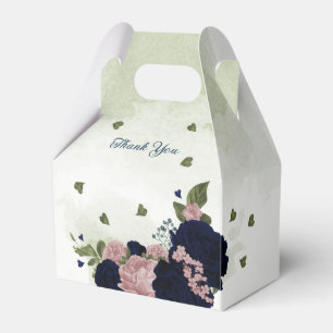 Ballotins fleurs roses et bleu marine pour mariage