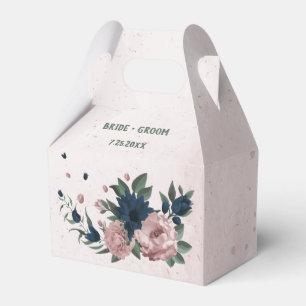Ballotins fleurs roses et navy botaniques mariage