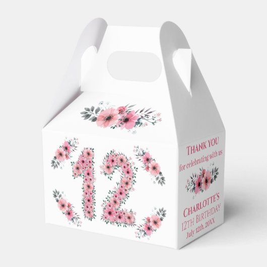 Ballotins Fleurs roses Gros 12e anniversaire Fille Liage ver (Arrière)