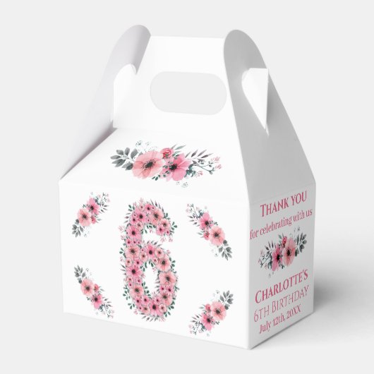 Ballotins Fleurs roses Gros 6e anniversaire fille Foliage ve (Verso)