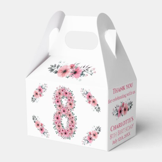 Ballotins Fleurs roses Gros 8e anniversaire fille Foliage ve (Verso)